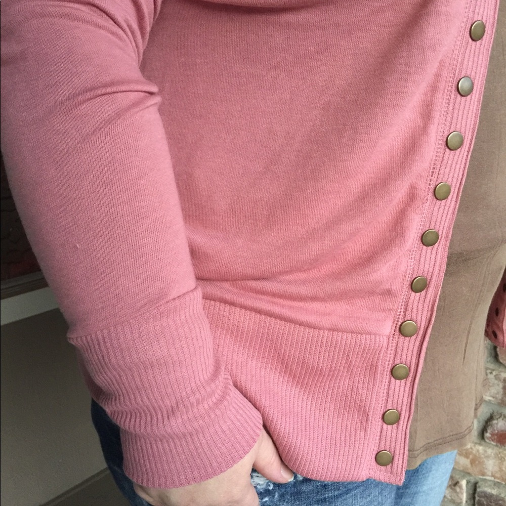 Plus size snap cardigan pink - Picture 3 of 3